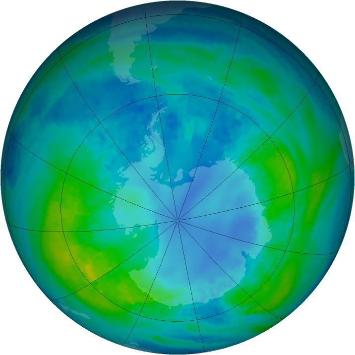 Antarctic ozone map for 22 April 2003